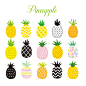 手绘菠萝夏日热带水果水果logo印刷包装插画图案ai矢量设计素材-淘宝网