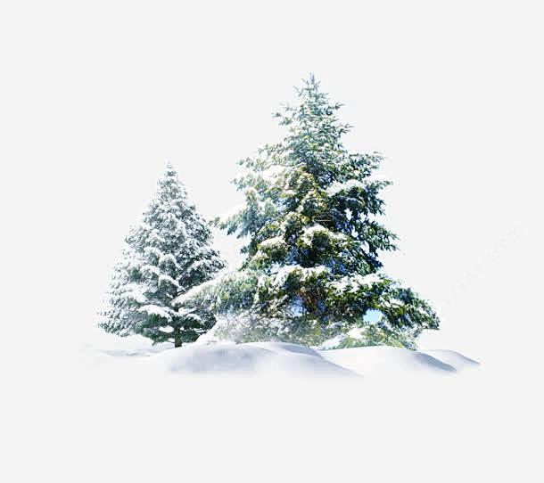 创意手绘合成圣诞树造型效果雪地png免抠...