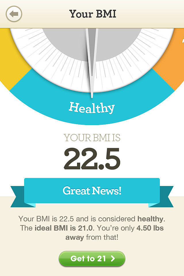 BMI身体质量指数手机应用界面设计，来自...