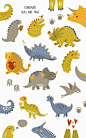 儿童产品包装平铺怪兽可爱卡通小恐龙背景AI设计素材 (2)