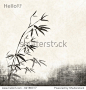 Grungy Background.old paper with bamboo branches 正版图片在线交易平台 - 海洛创意（HelloRF） - 站酷旗下品牌 - Shutterstock中国独家合作伙伴