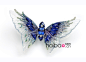 陈世英 (Wallace Chan) Fluttery系列Whimsical Blue胸针
蝶身：3枚坦桑石镶嵌钻石
翅膀：雕刻冰翡翠、天青石、克什米尔蓝宝石