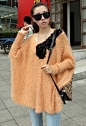 2012秋装新款韩版时尚宽松百搭套头蝙蝠女款毛衣 米色大码毛衣
 