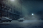 They Drive by Night : Cinematic series about lone cars traveling at night on desolated landscapes, secluded forests and isolated villages during harsh weather conditions such as dense fog and heavy snowfall.