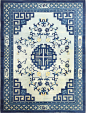 新中式古典青花蓝色花纹图案地毯贴图