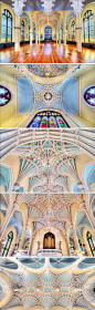 美国查尔斯顿一神论教堂，内部装饰华丽唯美，令人窒息