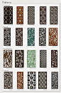20 Parasoleil patterns in several finishes for aluminum, copper, wood, & steel: 
