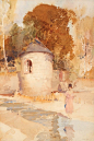 Sir William RussellFlint | The Turret | MutualArt : View The Turret By Sir William RussellFlint; 19 x 12in. (48.2 x 32.4cm.); . Access more artwork lots and estimated & realized auction prices on MutualArt.