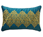 欧式新古典美式缎面绣花抱枕 样板间欧式花纹金线靠垫靠包 绿色-淘宝网