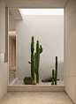 Light & Luxe Modern Home Interiors From China : Light, luxurious modern home interiors with chic white decor and high-end furniture. Featuring a double height living room, skylights, and a cactus courtyard.