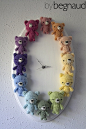 FOR SALE: Rainbow Bear Clock By Begnaud ; Crochet Amigurumi