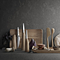 Aurelien Barbry设计的木制餐具系列，雕塑感很强。