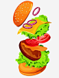 分解汉堡包高清素材 卡通 快餐 手绘 食物 免抠png 设计图片 免费下载