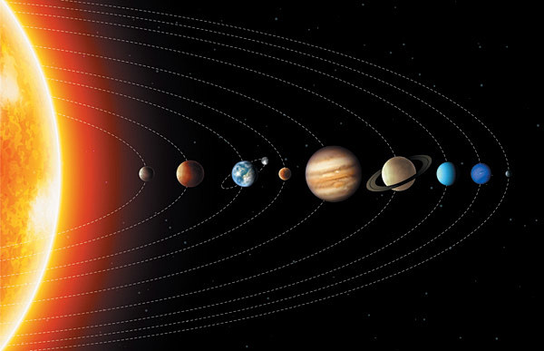 银河系九大行星星空背景图
