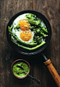 Eggs, broccoli, asparagus & pesto