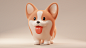 cartoon dog  cute puppy minimal art stylized kawaii concept VisDev Corgi children illustration 3d modeling