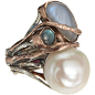 SANDRA DINI  Pearl & Labradorite Triple Stone Ring