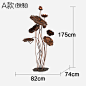 酒店大堂摆件新古典秋荷落地会所样板房大厅铁艺荷叶荷花艺术雕塑-tmall.com天猫