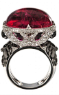 18KT white gold, diamonds and pink tourmaline ring by Magerit