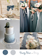 dusty blue and gray winter wedding color ideas