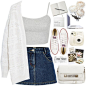 #WhiteOnWhite #white #denimskirt #CasualChic #BackToSchool #personalstyle #croptop #knit #converse