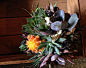 Bridal bouquet, succulents and cactus with air plants