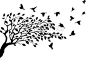 树和鸟的剪影 — 图库矢量图片#11905104