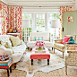 Wall to wall Drapes and Chairs, mixing prints & color