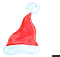 白色毛球 圣诞帽子 红色绒帽 装饰手绘模板免扣png