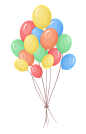 手绘卡通可爱儿童气球热气球装饰透明免抠PNG图案 PS合成设计素材 (46)