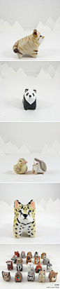 Danielle Pedersen是一位民间软陶艺术家，其制作的软陶小动物造性简练凝憨态十足。摆在案头会是非常温暖的小饰品。