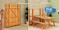 来自巴西公司LojasKD，这其实是又一款可以变形的家具，平时，它可以通过固定在墙面上的支架靠墙收纳，看上去就像是墙上的篱笆一般，兼具装饰功能，而在需要的时候，将之放平就能变出两根长凳和一张超棒的桌子~