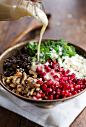 Pomegranate, Kale, and Wild Rice Salad with Walnuts and Feta