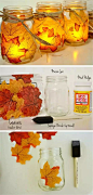 【秋叶灯】秋天捡几片树叶就能装饰整个家了！