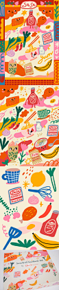 adobe fresco colorful cute food Digital Drawing Food  food illustration Food Packaging ILLUSTRATION  liunic SASA