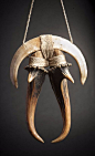 India | Naga pendant; wild pig tusk and deer antlers. H: 12.6 cm