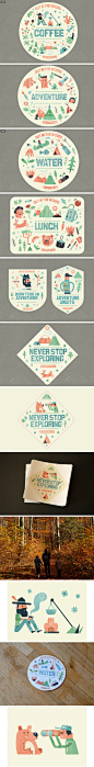 go out in the woods - sticker set on Behance,go out in the woods - sticker set on Behance