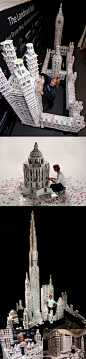 [【艺术创意】神乎其技的扑克技术] 美国Bryan Berg徒手用他的扑克技术大玩“叠叠乐”，拼出城堡、教堂、高楼大厦等等，如此巧手，赞一个。