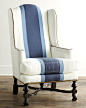 Blue Colorblock Wing Chair