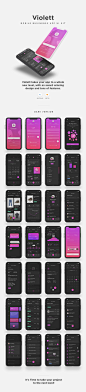 非常适合iPhone X的一套扁平化UI套件 Violett iOS UI Kit :  