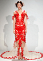 一抹红；中国剪纸风格 婚纱礼服