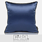 匠心宅品 现代中式样板房/软装靠包抱枕 蓝仿丝皮革方枕（不含芯