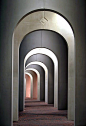 Corridor with stunning black and white arches