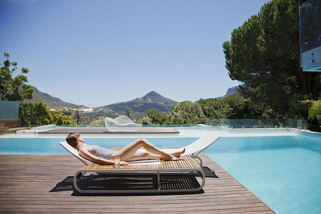 Woman sunbathing on ...