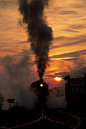 Sunrise with Steam Engine in Pennsylvania_ USA