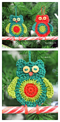 Crochet Owl Candy Cane Ornament Free Pattern