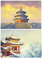 旧日时光里的老北京，用水彩保存下来的永恒之美。 画作者：黄有维