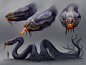 The Serpent , Sally Gottschalk : Concept Art for the nine tailed serpent boss.