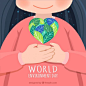 Lovely background with kid and heart for world environment day Free Vector