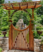 half moon gate | Wooden moongate to an outdoor kitchen, Pleasantville, NY. www.fivecat ...